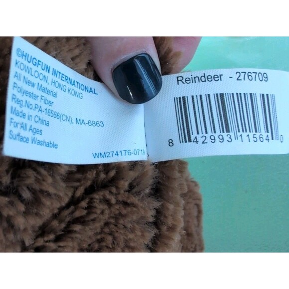 Christmas Reindeer 28 inch Plush Animal Holidays Gift, Brown With Plaid Antlers - Picture 6 of 8